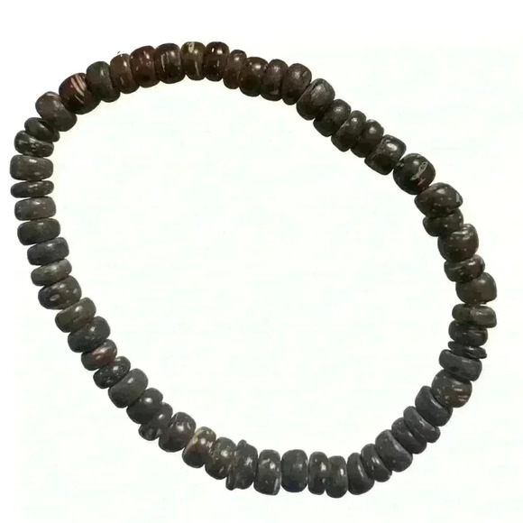 Brown Wood Look Stretch Beaded Bracelet Handmade Unisex - Picture 2 of 2